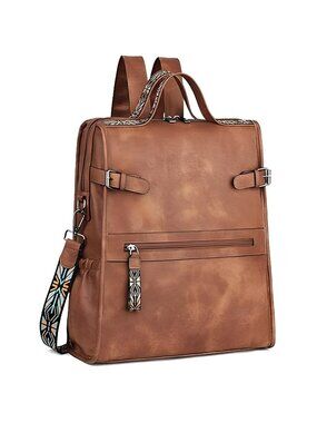 Leather Laptop Backpack for Women, Designer Ladies Work Travel Computer